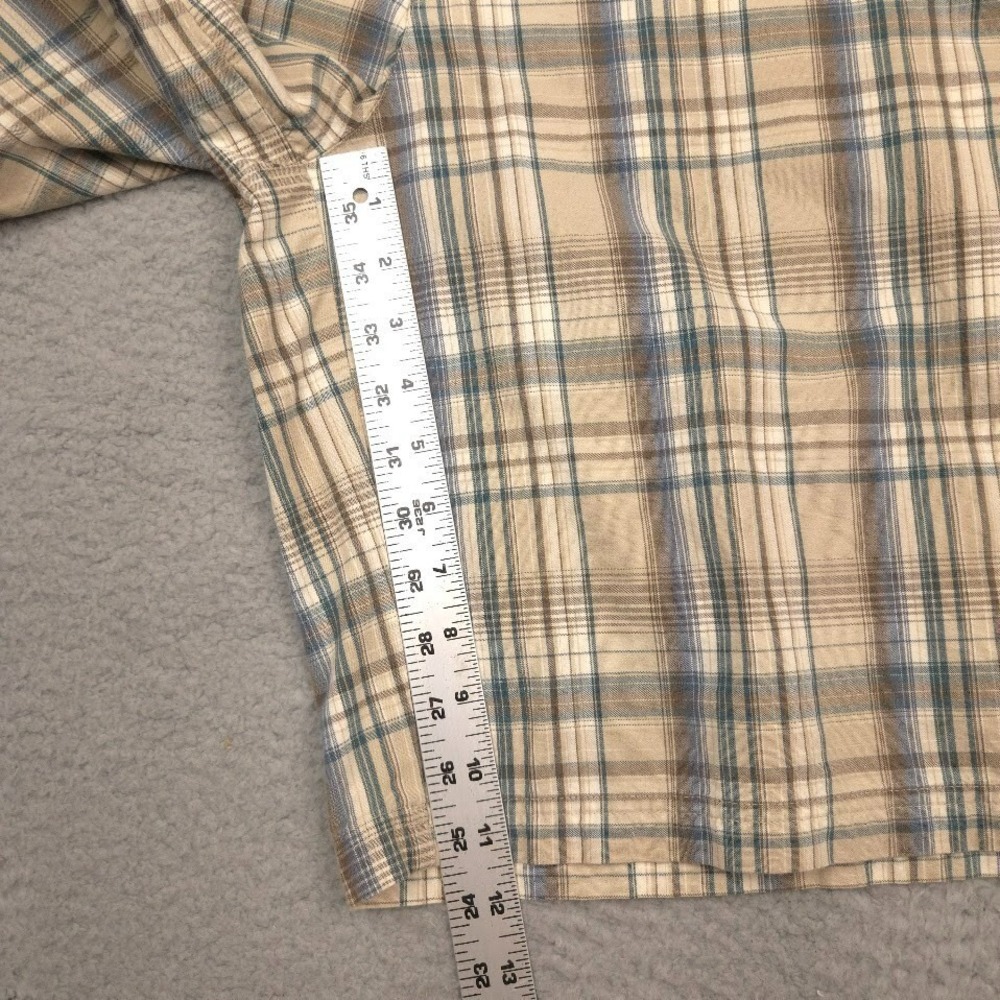 Columbia Plaid Shorts Mens 38 Beige Blue Cotton Casual Outdoor Summer Lightweigh - Picture 4 of 9